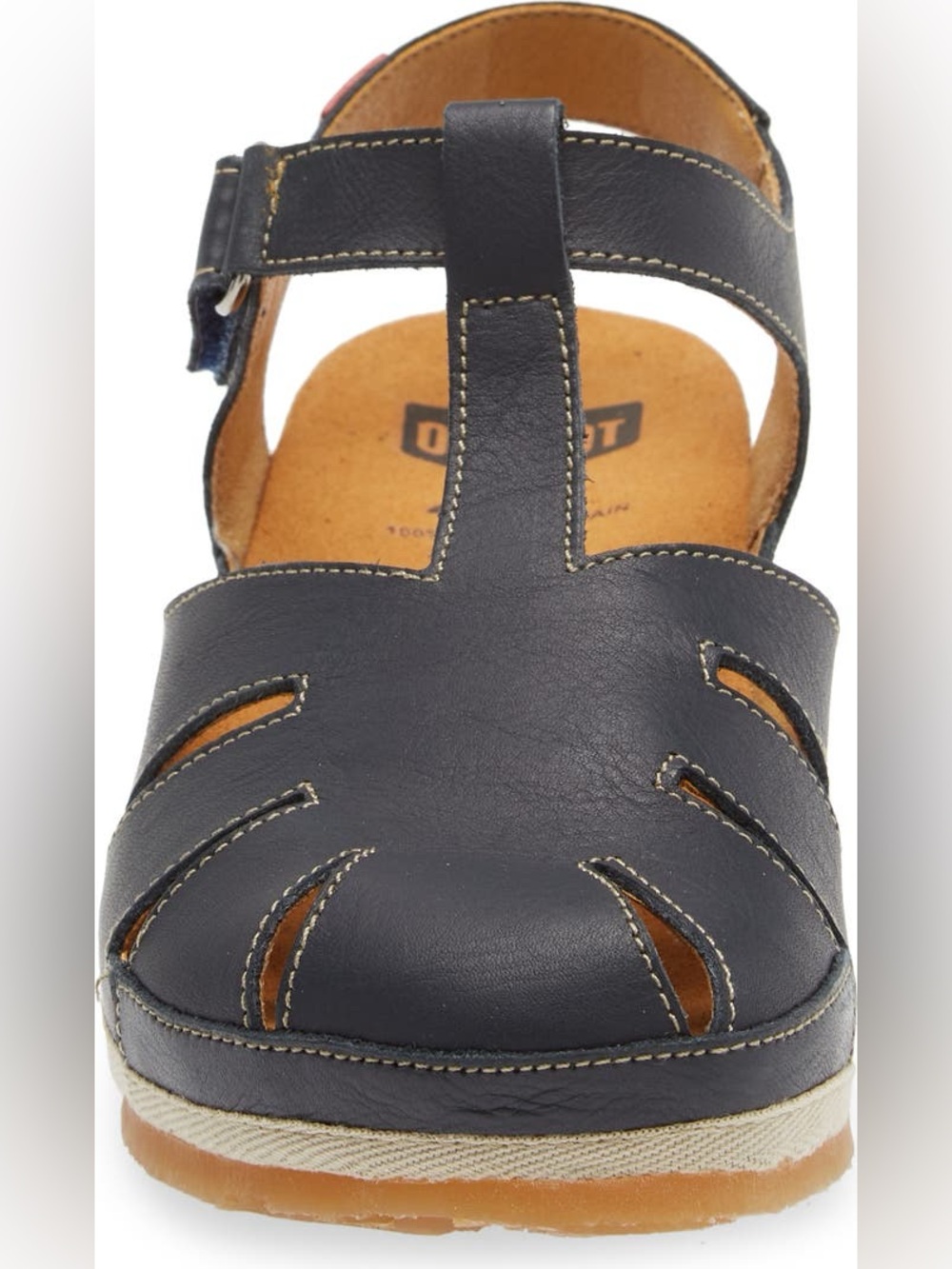 Onfoot Fisherman T Strap Sandals Leather Navy Blue size 9.5 - Picture 14 of 16